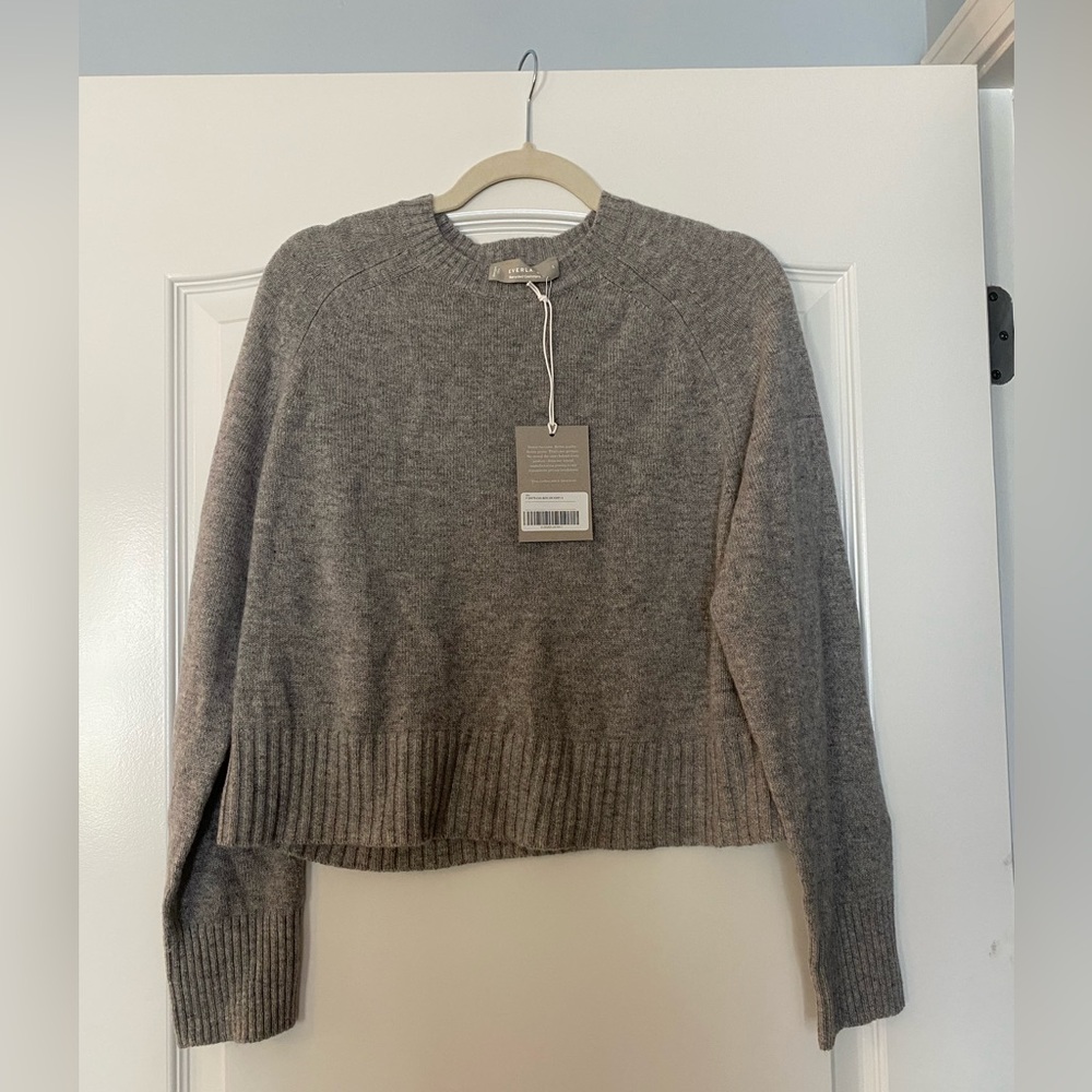 NWT Everlane Women's the Boxy Crew Heather Gray Crew Neck Sweater